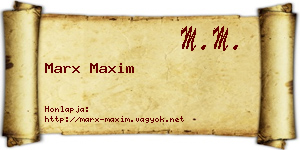 Marx Maxim névjegykártya